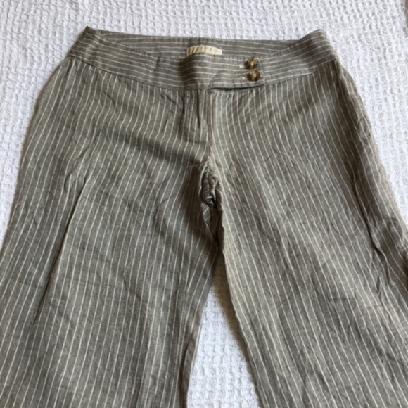 KORS Michael Kors Pants - Michael Kors Linen Gray Pinstripe Trousers Size 10